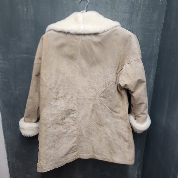 RzR Faux Shearling Leather Coat Large XL - Picture 6 of 13
